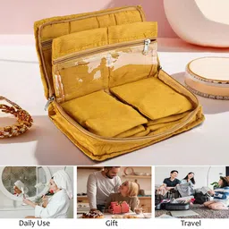 Kuber Industries Yellow & White Embroidered Jewellery Organisers image 3