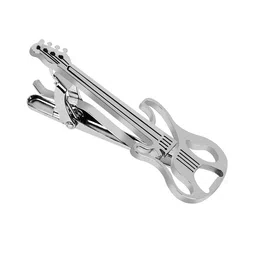 Curren Men Guitar Shaped Silver-Plated Tie Pin-image-16