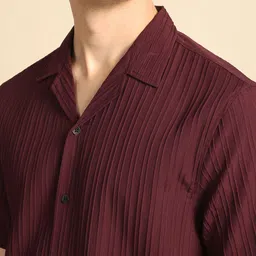 THE BEETEL HOUSE Men Standard Fit Cuban Collar Textured Casual Shirt image 5