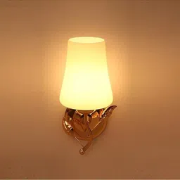 1ST TIME White & Gold-Toned Metal Traditional Frustum Shaped Wall Lamp image 3