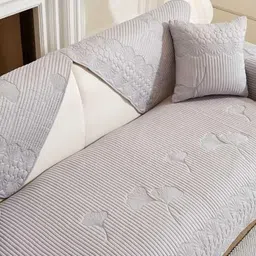 HOMETHREADS Grey & Grey Printed Sofa Cover image 5