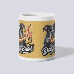 makekart Doggie Bro's Hot Dog Bulldog Mascot Funny Foodie Coffee Ceramic Coffee Mug image 5