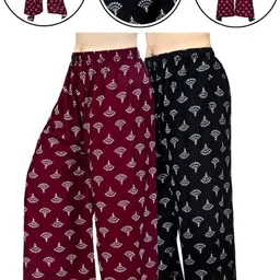4k fashion Pack of 2 Women Relaxed Black, Maroon Viscose Rayon Trousers-picture-14