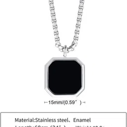 crazy fashion Black onyx square inlay Silver pendant chain Onyx Silver Plated Alloy Chain image 5