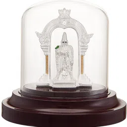 silverspot jewel 999 Pure Silver Beautiful VIGRAHAM MEENAKSHI with Acrylic Base Idol Decorative Showpiece - 12 cm-picture-14