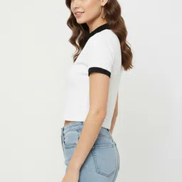 kaish Casual Regular Sleeves Solid Women White Top image 3