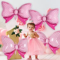 poptheparty Solid Baby Shower And Baby Girl Birthday Decoration Bow Foil Balloon image 4