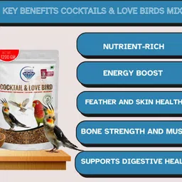 nitishree Premium Bird Seed Mix for Cockatiel & Lovebird with Calcium-300g Bird Food-5100g Nuts 5.1 kg (6x0.85 kg) Dry New Born, Adult, Young, Senior Bird Food image 4