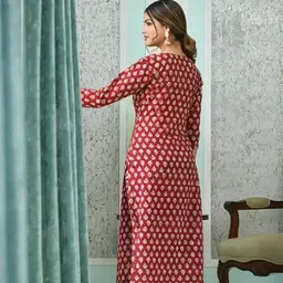 trijal fab Women Cotton Blend Kurta Pant Dupatta Set image 2