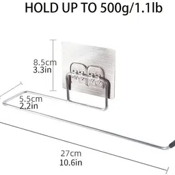 grenzafab Self Adhesive Toilet Tissue Paper Stand Towel Hanger Rack Kitchen Bathroom Silver Towel Holder image 5