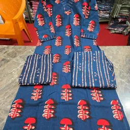 shree shyam creation Women Block Print, Embroidered Pure Cotton Ethnic Dress image 4