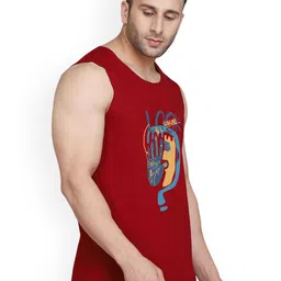 SLOWLORIS Pack Of 2 Printed CombedCotton Gym Vest VSL26 CMB(CHS MAROON)(LOOK MAROON) image 3