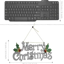 TIED RIBBONS Set of 2 Grey & Red Christmas Hanging Tag Sign image 4