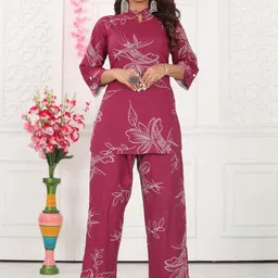 PickALook Women Floral Printed Regular Pure Cotton Kurta with Trousers-picture-33