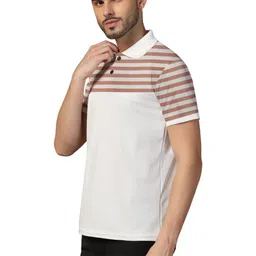 BEYOU FASHION Men Striped Polo Collar T-shirt image 3