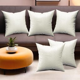 RUBOXA White Set of 5 Striped Square Cushion Covers-picture-26