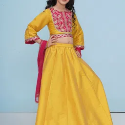 Bitiya by Bhama Girls Embroidered Ready to Wear Lehenga & Blouse With Dupatta image 3
