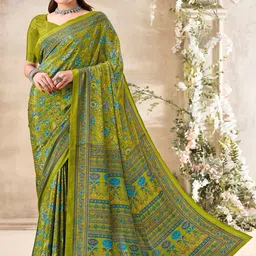 DURGA EMPORIO Floral Pure Crepe Saree-picture-24