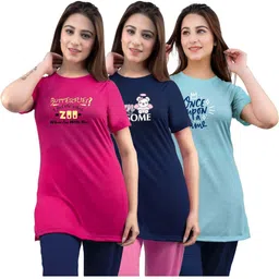 AMAHA FASHIONS Women 3 Printed T-shirt-image-9