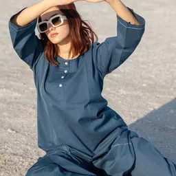 Babli Embroidered Pure Cotton Tunic With Palazzo Co-Ords image 5