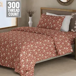 Boutique Living India Brown & White Printed Cotton 300TC King Bedsheet Set 2.24 m x 1.52 m-image-57