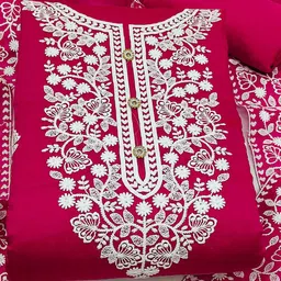 SAINOOR Floral Embroidered Semi-Stitched Dress Material image 3