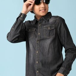 V-Mart Boys Spread Collar Solid Cotton Casual Shirt-picture-16