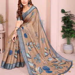 Kalista Floral Linen Blend Saree image 5