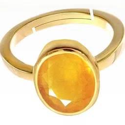RAVIOUR LIFESTYLE Unisex Yellow Sapphire Pukhraj Brass Finger Ring-image-91
