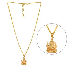 JFL - JEWELLERY FOR LESS Gold-Plated Lord Ganesha Pendant with Chain image 2