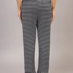 PROBASIC Women Striped Cotton Mid-Rise Lounge Pants-image-36