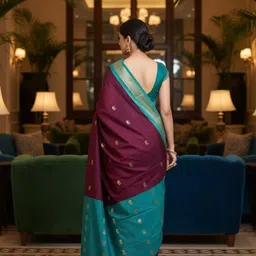 all about you Ethnic Motifs Zari Pure Silk Handloom Kanjeevaram Saree image 4