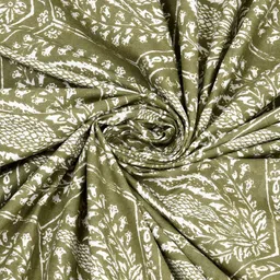 BLOCKS OF INDIA Green & White Ethnic Motifs 210 TC King Bedsheet with 2 Pillow Covers image 3