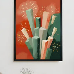 SOWPEACE Red & Green 1 Piece Canvas Abstract Wall Photographs image 4