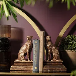 Pure Home and Living Gold-Toned Cheetah Book Ends Showpiece-picture-46