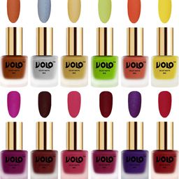 VOLO Set Of 12 Velvet Matte Nail Polish - 8 ml Each Shade - Magenta - Metallic Dark Purple-picture-36