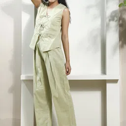 Boho By Athena Pure Cotton V Neck Waistcoat With Trousers Co-Ords image 3