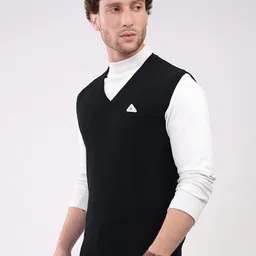 Monte Carlo Men Ribbed V Neck Sleeveless Woollen Sweater Vest image 5