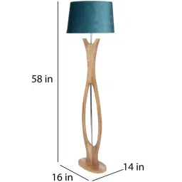 sapphire Diseno Grey Fabric Shade Club Floor Lamp With Wood Base image 4