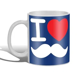 Get Fatang I Love Mooostache Printed Microwave Safe Ceramic Glossy Mug image 3