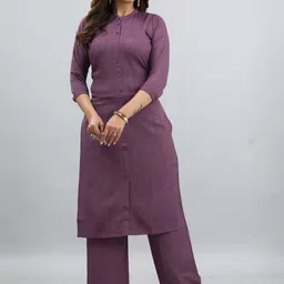 GOLDSTROMS Women Solid Kurta with Palazzos Set image 2