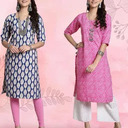 Ethnic basket Women Pack Of 2 Multicoloured Crepe Kurtas-picture-35