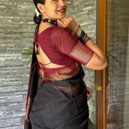 CaniBani Woven Design Zari Silk Blend Banarasi Saree image 3