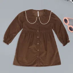 Pantaloons Junior Girls Peter Pan Collar Pure Cotton Fit and Flare Dress-image-21