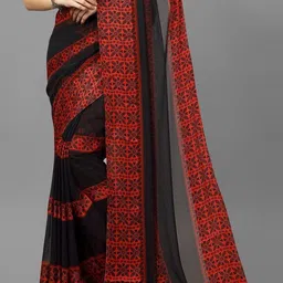 GHAN SALS Ethnic Motifs Poly Georgette Baluchari Saree image 2