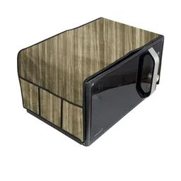 The Furnishing Tree Waterproof & Dustproof PVC Microwave Oven Top Cover with 6 Utility Pockets Wood-picture-21