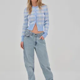 LULU & SKY Women Checked Crop Cardigan image 4