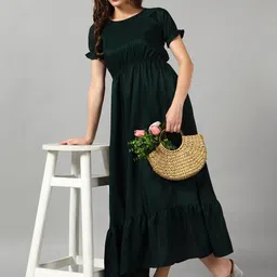 Raiyani Fashion Women Solid Round Neck Flared Fit and Flare Dress-image-65