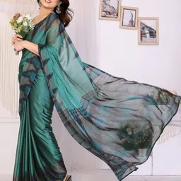 BilloRani Ethnic Motifs Printed Pure Chiffon Saree image 3