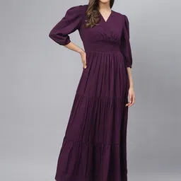 Femvy Tiered V-Neck Fit & Flare Maxi Dress-picture-33